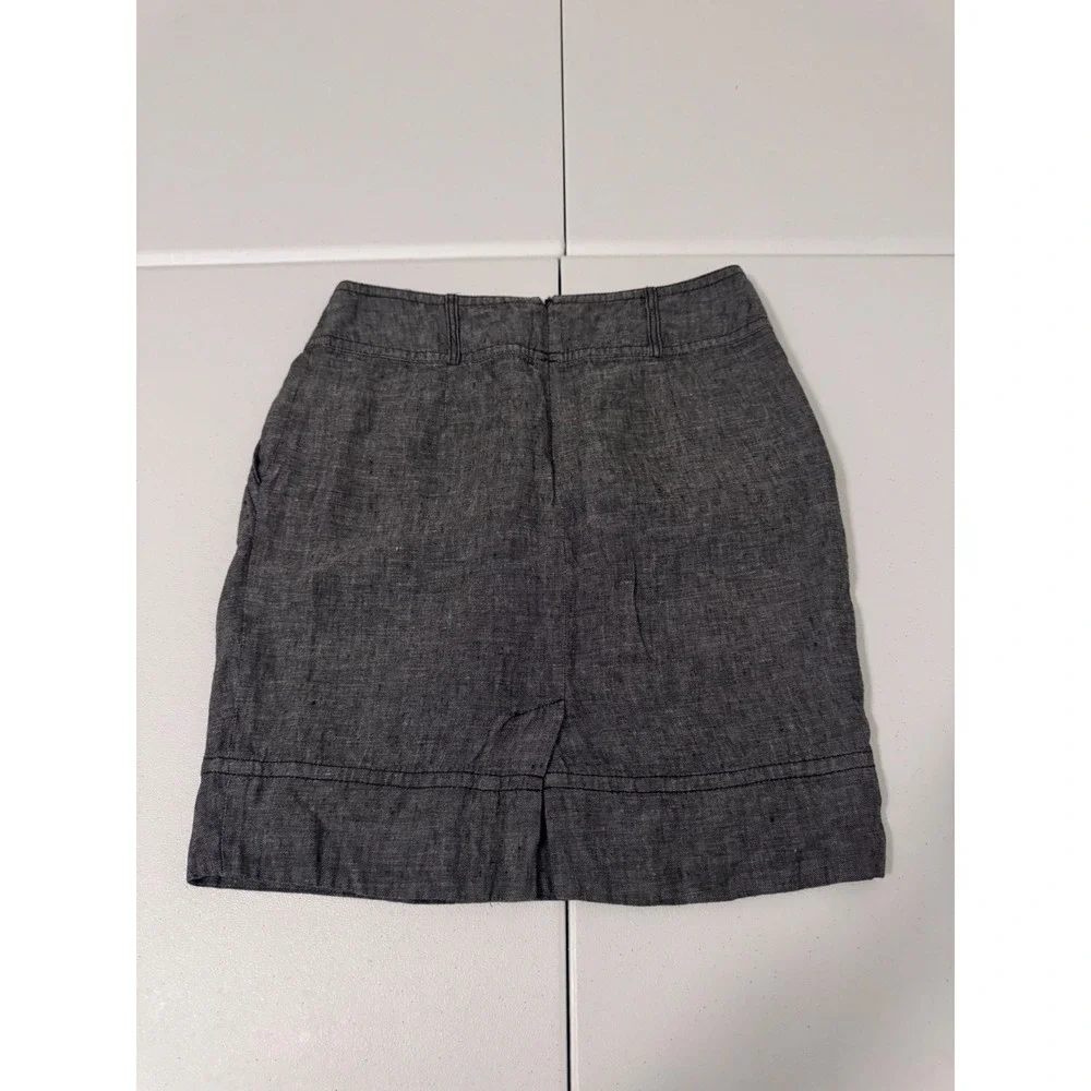 Banana Republic Charcoal Gray 100% Linen Mini Skirt‎ Size 4 m3